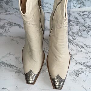 Free People 'Brayden' Size 9 Leather Boots With Etched Metal Toe.
